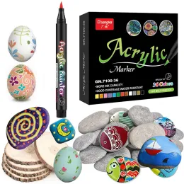 Marcadores 36 cores caneta marcadora acrílica pincel marcadores canetas para arte de natal pintura em rocha, fabricação de cartões, pedra, cerâmica de metal