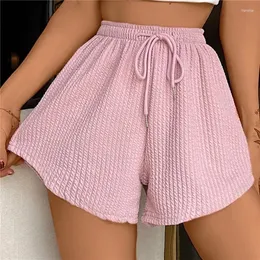 Shorts de corrida feminino verão alta elástica rendas até cordão perna larga suor fitness solto casual grandes calças esportivas