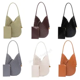 Solstice New Armpit Bag B Family Knot Iconic Leather Woven Fashion Designer Purses Women Axel Straw Bags Casual Luxury Hobo Handväskor Hammock Cross Body Wallet