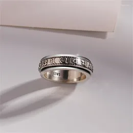 Cluster Ringe Trendy Männlich Retro Ring Männer Offene Größe Schmuck Freund Zeigefinger Buddhistische Schrift Gebet Blessin Zubehör