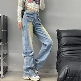 Boots HOUZHOU Bootcut Jeans Women Flare Pants Hip Hop Distressed Denim Cargo Trousers Female Low Waist Casual Japanese Streetwear