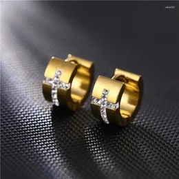 أقراط مسمار 1pcs الأزياء الإبداعية Titanium Steel the Cross Ear Clip للرجال والنساء مجوهر