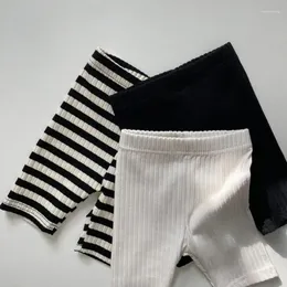 Pantaloni Primavera Bambini Pantaloncini solidi Leggings a righe per ragazze in cotone Pantaloni elasticizzati per bambini Sicurezza per bambini a coste per bambini