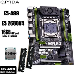 QIYIDA X99 motherboard set E5 A99 kit xeon LGA2011-3 E5 2680 V4 2*8gb=16GB 3200MHz 4 channels DDR4 SATA 3.0 nvme M.2 ATX 240314
