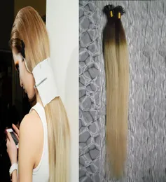 Nagel platt spets Förbonnad keratinlim Remy Natural Human Hair Extensions 100g Virgin Human Hair Keratin Pre Bonded Ombre Human Hai7567379