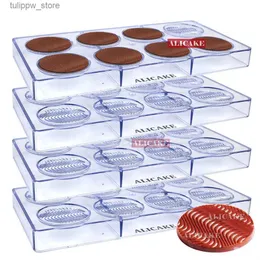 베이킹 몰드 4pcs 세트 폴리 카보네이트 초콜릿 곰팡이 라운드 스트라이프 캔디 바 모양 Bonbons Mold Professional Baking Pastry Confectionery Tools L240319