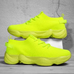 Shoes Hot Selling Cheap Yellow knit Chunky Unisex Running Sneakers Summer Breathable Sock Sneakers Men Antislip Women's Sports Shoes