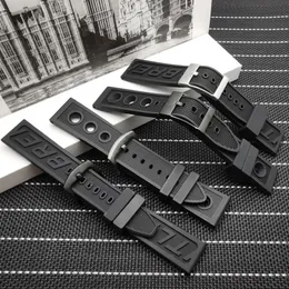 Silikon gummi tjött band 22mm 24mm svart klockrem för Navitimer Avenger Breitling241t