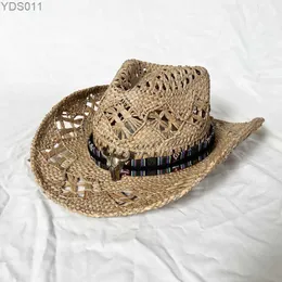 Cappelli a tesa larga Bucket Bt21 cappello da cowboy kaki nuovo colore str visiera parasole tagliata a mano da spiaggia a tesa larga 240319