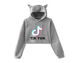 Tik Tok Note Brief Drucken Hoodies Lose Große Größe Katzenohren Mit Kappen Nabelschnur Pullover Frauen 2XL5088676