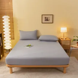 Solidny kolor dopasowany arkusz z elastycznym łóżkiem opasowym pojedynczy podwójny materac cover Wysokiej jakości Przyjazny dla skóry dopasowanie 240306