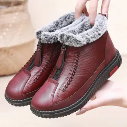 Stiefel Gktinoo Winter Neue Leder wasserdichte Schneestiefel Frauen plus Samt warme Kurzstiefel Damen Freizeit leichte flache Stiefel