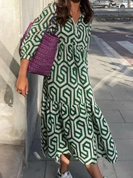 Abiti casual Abito lungo da donna S Boho Manica a sbuffo floreale Abito estivo a strati Vestibilità ampia svasata Scollo a V Bohemain Lungo