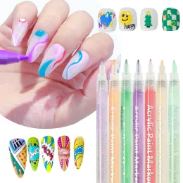 Kit 24 colori Set di penne per graffiti per nail art Set di penne per disegno impermeabile Pittura Liner Pennello Fai da te Fiore Arte Astratta Accessori per strumenti Manicure
