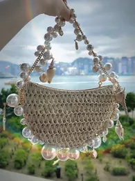 Pearl Conch Grass Woven Bag Handheld Beach Vacation Womens Bag 240307