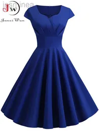 Grundläggande avslappnade klänningar Summerklänning Kvinnor Hepburn Vintage Rockabilly Pin Dress Robe Casual Retro Party Midi Sundress Jurken 240319