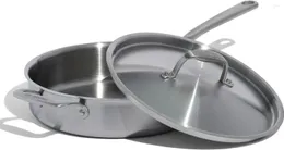 Köksredskap 3.5 Quart Rostfritt stål Saute Pan 5 -PLY CLAD Professional Induktion Compatible Crafted in Italy