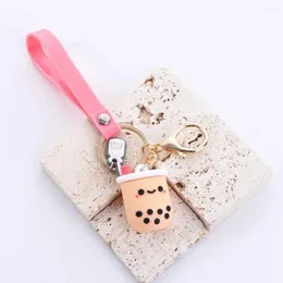 Keychains kawaii 귀여운 실리콘 레이디 시뮬레이션 선물 자동차 액세서리 가방 펜던트 키 반지 진주 우유 차 키 체인