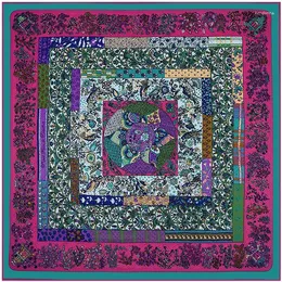 Szaliki Twill Silk Womens Scarfs w Provence Print Szalik samica hidżab bandana 130 cm duży kwadrat