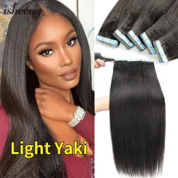 Extensions Isheeny Light Yaki Tape in Human Hair Extensions 10 "24" Yaki Straight Nautral Invisible Remy Tape i hårförlängningar 20st/Pack