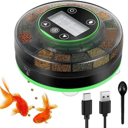 Automatisk fiskmatare för akvarium Automatisk matdispenser med timer laddningsbar timermatare med USB -kabel LCD -skärm 240314