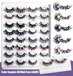 Luminous Colored Faux 3D Mink Eyelashes Thick Long Fluffy False Eyelash Sequins Full Strip Eye Lashes Extension Makeup3027767