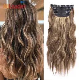 Piece Piece Synthetic Hairpieces Clip On Hair 11Colors Long Wavy Thick Hairpieces Ombre 11Clips Fake Hair Piece 20Inch 4Pcs/Set