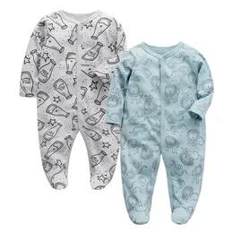 Baby Girls Sleepers Pajamas Babies Born Boys Jumpsuits 2 PCSlot Spädbarn Sleepsuit Sleepwear 0 3 6 9 12 Månadskläder 240313