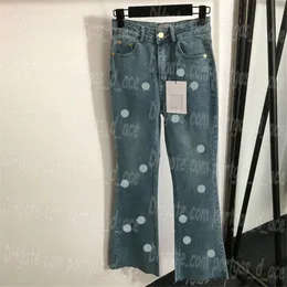 Lyxkvinnor flare jeans designer denim byxor blå hög midja casual street stil jean byxor
