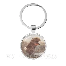 キーチェーンYozhik v Tumaneキーチェーン25mm Glass Dome Cabochon Keyring Creative Holder Jewelry for Women Men Kids Gift