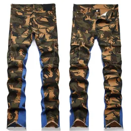 Mens Camouflage Jeans Denim Long Pants Skinny Fit Slim Men's Stretch Jean Designer Trouser Storlek 29-38