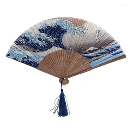 Decorative Figurines Folding Fan Hand Silk Cloth DIY Chinese Japanese Wooden Bamboo Calligraphy Painting Home Decoration