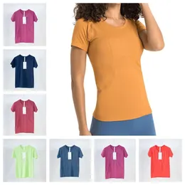 T-shirt da yoga sportiva da donna a maniche corte senza cuciture, vestibilità slim, leggera, ad asciugatura rapida, slim fit, traspirante e traspirante, versione 2.0