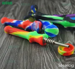 RHS Silicone Honey Bird Pro Kit med 14mm Titanium Nail Dab Straw Oil Rigs for Herb Wax Bong3730441