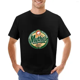 Regatas masculinas Helênica Cerveja Grega Mythos Camiseta Negras Manga Curta Tee Customs