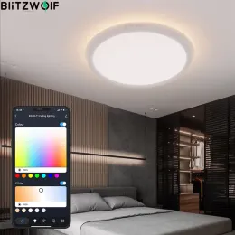 제어 Blitzwolf BWCLT1 주 조명 및 RGB 분위기를 가진 스마트 천장 조명 LED 27006500K 조정 가능한 온도 앱 원격
