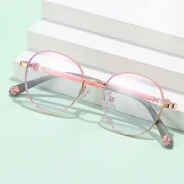 선글라스 어린이 귀여운 둥근 반 블루 라이트 안경 소년 소녀 금속 고양이 발톱 패턴 프레임 안경 아이 눈 보호 컴퓨터 고글