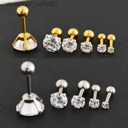 Stud 60 pcs Coreano Zircão Brincos Orelha Osso Anti Alérgico Rodada CZ Clear Crystal Gem Tragus Aço Inoxidável 16G Mulheres JóiasC24319