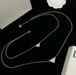 2024 Luxury designer Classic P brand classic diamond triangle pendant gold double necklace Gift women men party no box