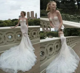 Inbal Dror 2020 coleção primavera incrível renda pena capela trem sem costas vestidos de casamento de praia querida sereia vestido de noiva 2455430