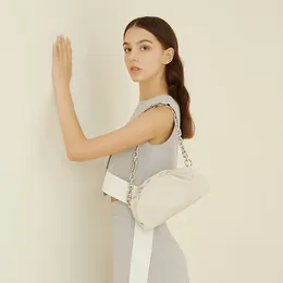 Женские сумки-тоут с кожаной цепочкой, ниша, белое плечо, складка с клецками, женская сумка 2024, модная облачная дизайнерская сумка и кошелек высокого качества