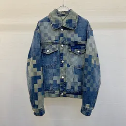 2024 Najnowsza marka Mens Jacket Fashion Mosaic Jacquard Materiał USA Dżinsowa kurtka Luksusowa Kurtka Luksusowa Kurtka