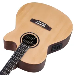 Guitarra 40 Polegada guitarra acústica 6 cordas madeira de abeto sólido topo 41 Polegada hickory volta guitarra folk com função afinador eq