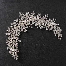 Tiaras Wedding Hair Vine Bridal Accessories Crystal Pearl Headband Long Chain Headpiece Womens Hair Accessories Decoration Y240319