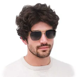 Synthetic Wigs Lace Wigs Short black mens wig with curly and fluffy wigs mens natural synthetic wigs mens daily party wear 240329