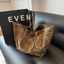 Borsa a tracolla per shopping grande coreana leopardata Borsa a tracolla in tela di grande capacità per borsa da viaggio da donna da donna