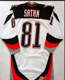 男性の若者の女性ヴィンテージホッケー81 Miroslav Satan 200203 Game Worn Hockeys Jersey Size s4xlまたは任意の名前numbe8775331