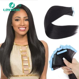 Наращивание волос Yaki, прямая лента для наращивания волос для женщин, настоящие человеческие волосы, двусторонняя бесшовная лента для наращивания волос, 20 шт., ленты для наращивания
