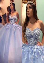 Vintage Sweet 16 Suknia Ball Sukienki Quinceanera Lace 3D Floral Arabic Arabic Vestidos de 15 Anos Pro M Eveningdresses Party Solens4649047