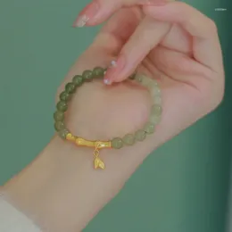 Braccialetti a maglie Accessori a foglia vintage di arachidi Filo quadrato di perline di cristallo verde per gioielleria di moda da donna